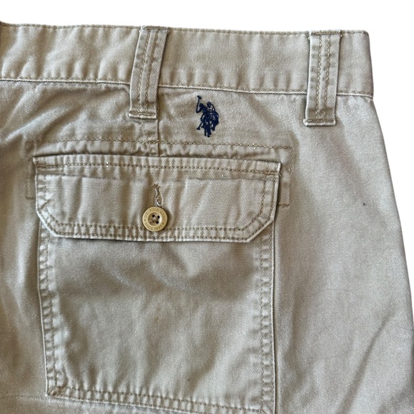US Polo Assn Khaki Cargo Shorts 100% Cotton Sz 42 - Picture 4 of 5